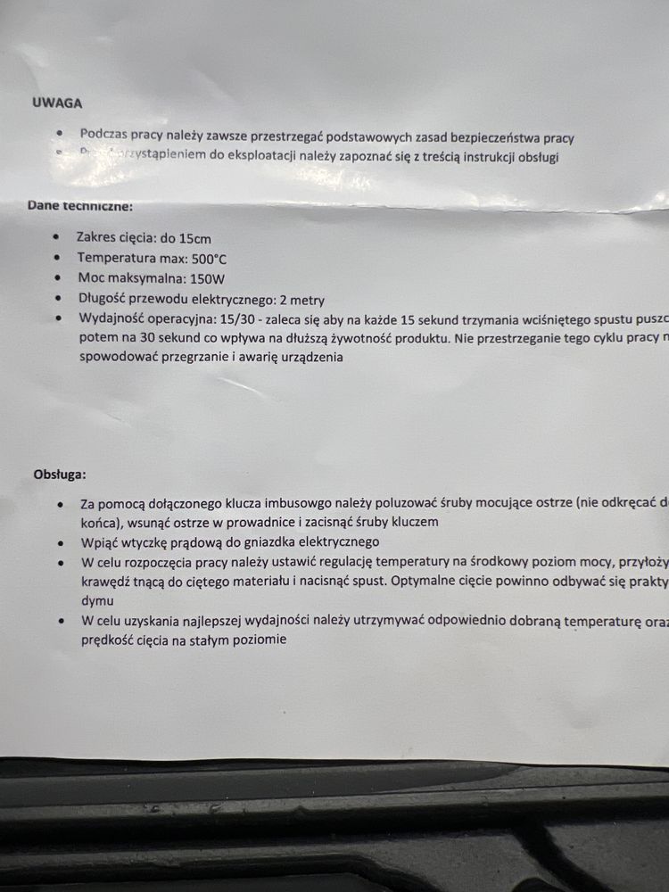 Nóż do styropianu xps termiczny STY8005
