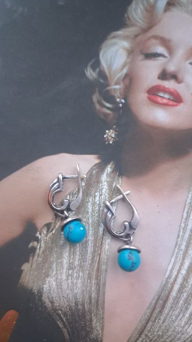 Сережки Беретки срібні бірюза