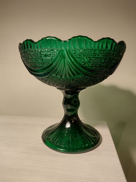 Owocarka Girlandy HSG Ząbkowice szkło kolor Szmaragdowy PRL