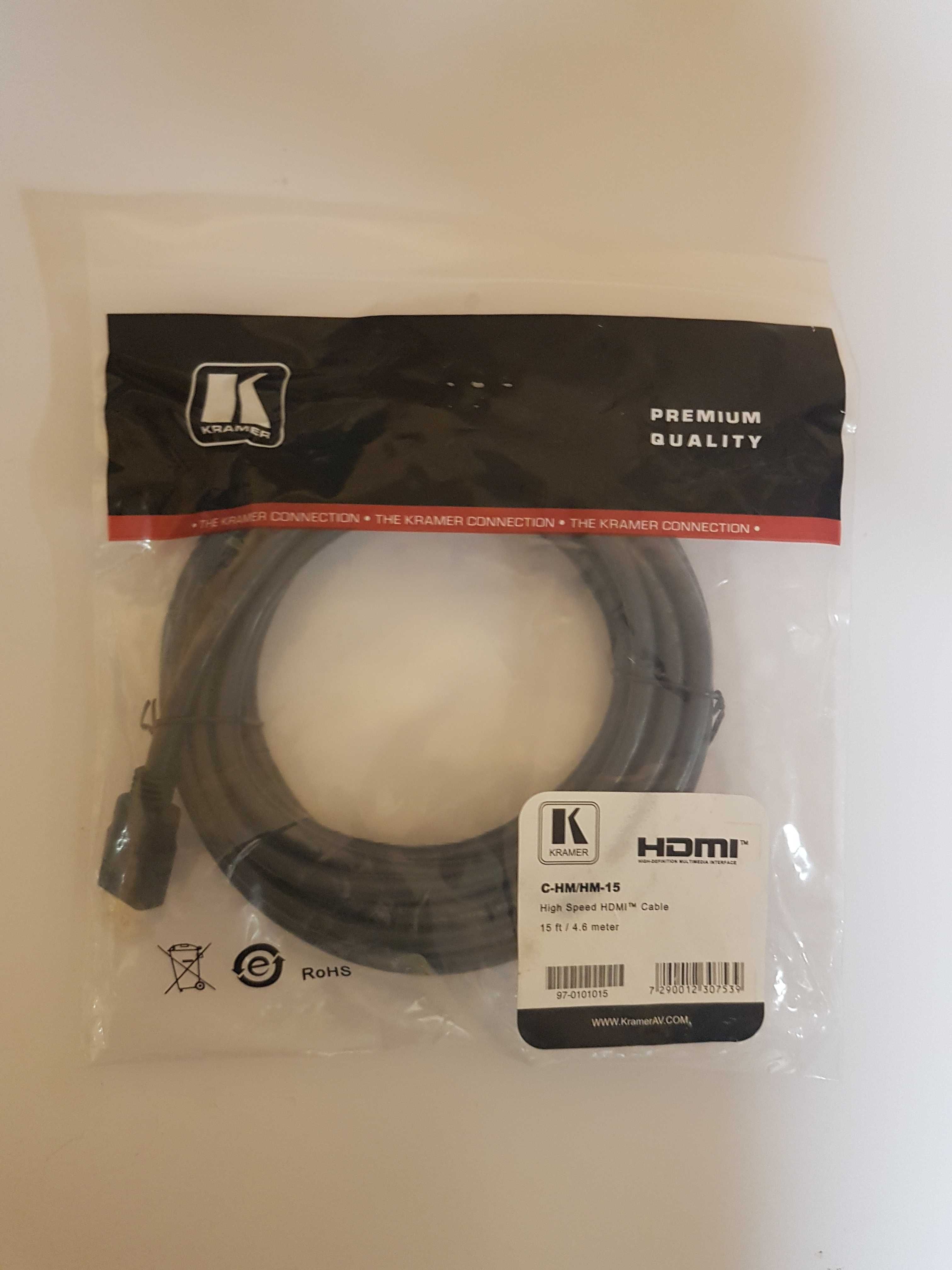 !NOWY! Kabel HDMI 5m (4,6m) profesjonalny KRAMER M-M high Speed