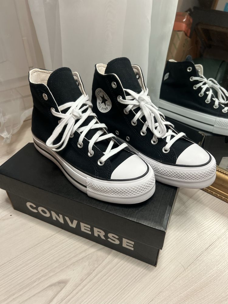 39 Converse All Star Chuck Taylor Lift black czarne na platformie
