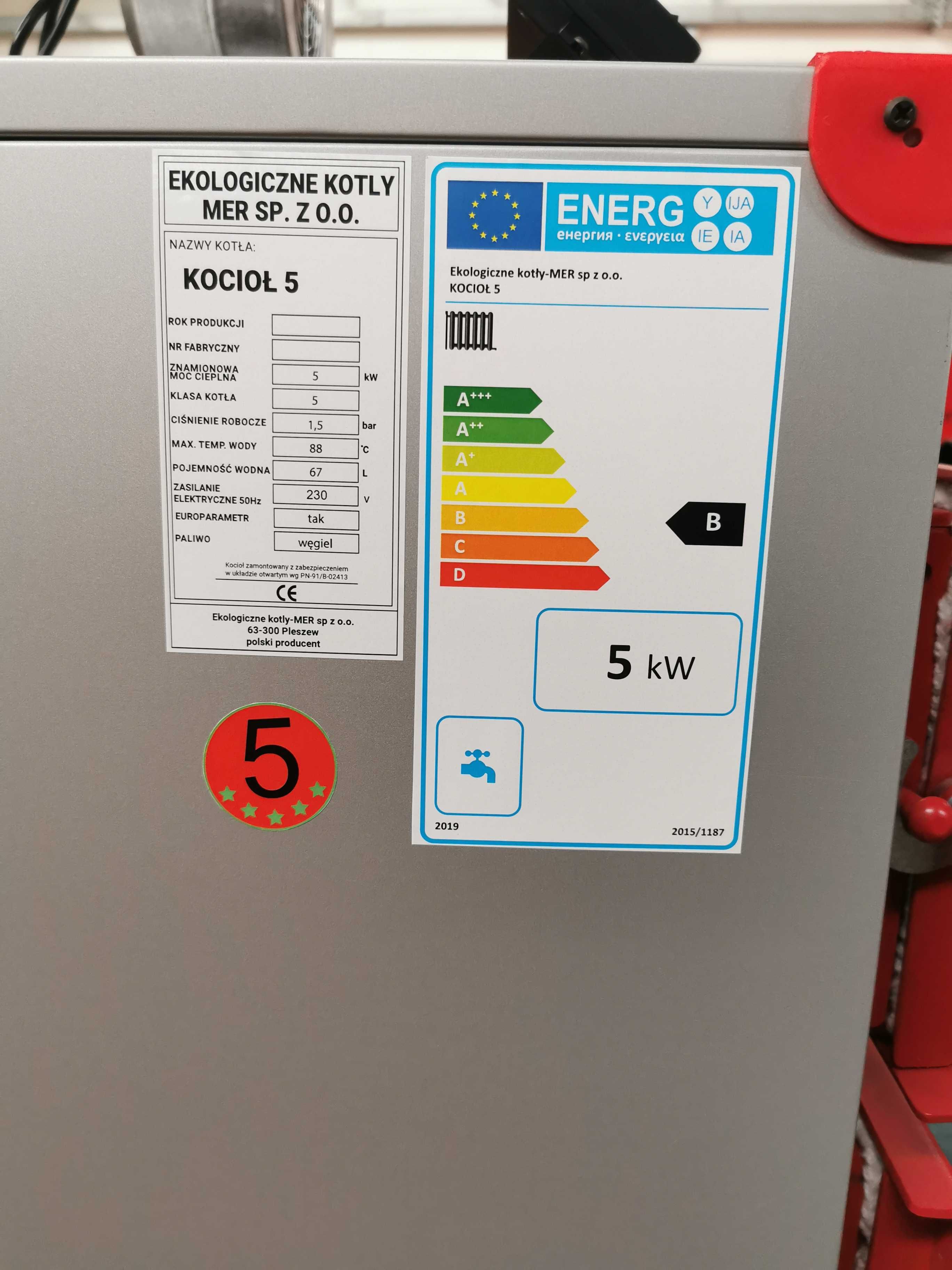 Kocioł piec na WĘGIEL DREWNO CHRUST 5 kW + darmowa dostawa