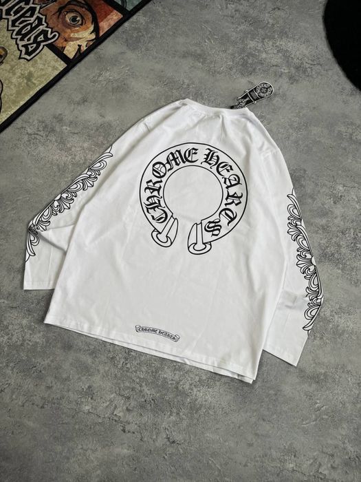 Лонгслив Chrome Hearts білий / Кофта хром хардс