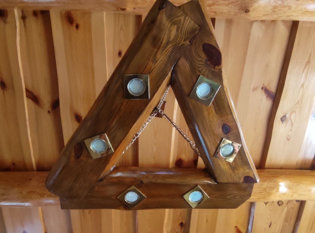 Żyrandol lampa drewno LED altana dom