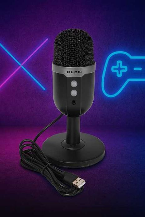 MIKROFON do komputera pojemnościowy gamingowy studyjny karaoke USB LED