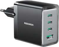 ROCOREN Szybka ładowarka sieciowa GAN 3X USB-C + 1X USB PD 3.0 QC 3.0