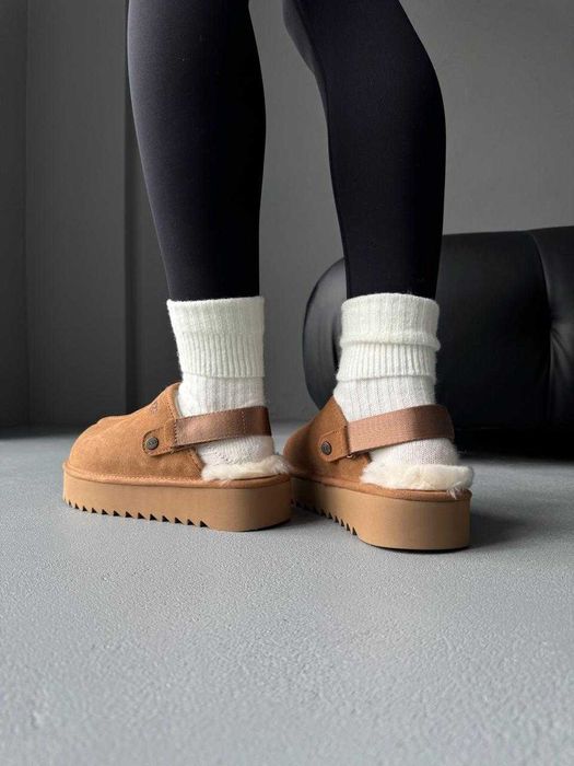 Женские тапочки UGG Lanah Clog Platform 36-41 Сандалии! Натур Овчина!