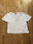 Biały t-shirt Zara dekolt V rozm. M/38