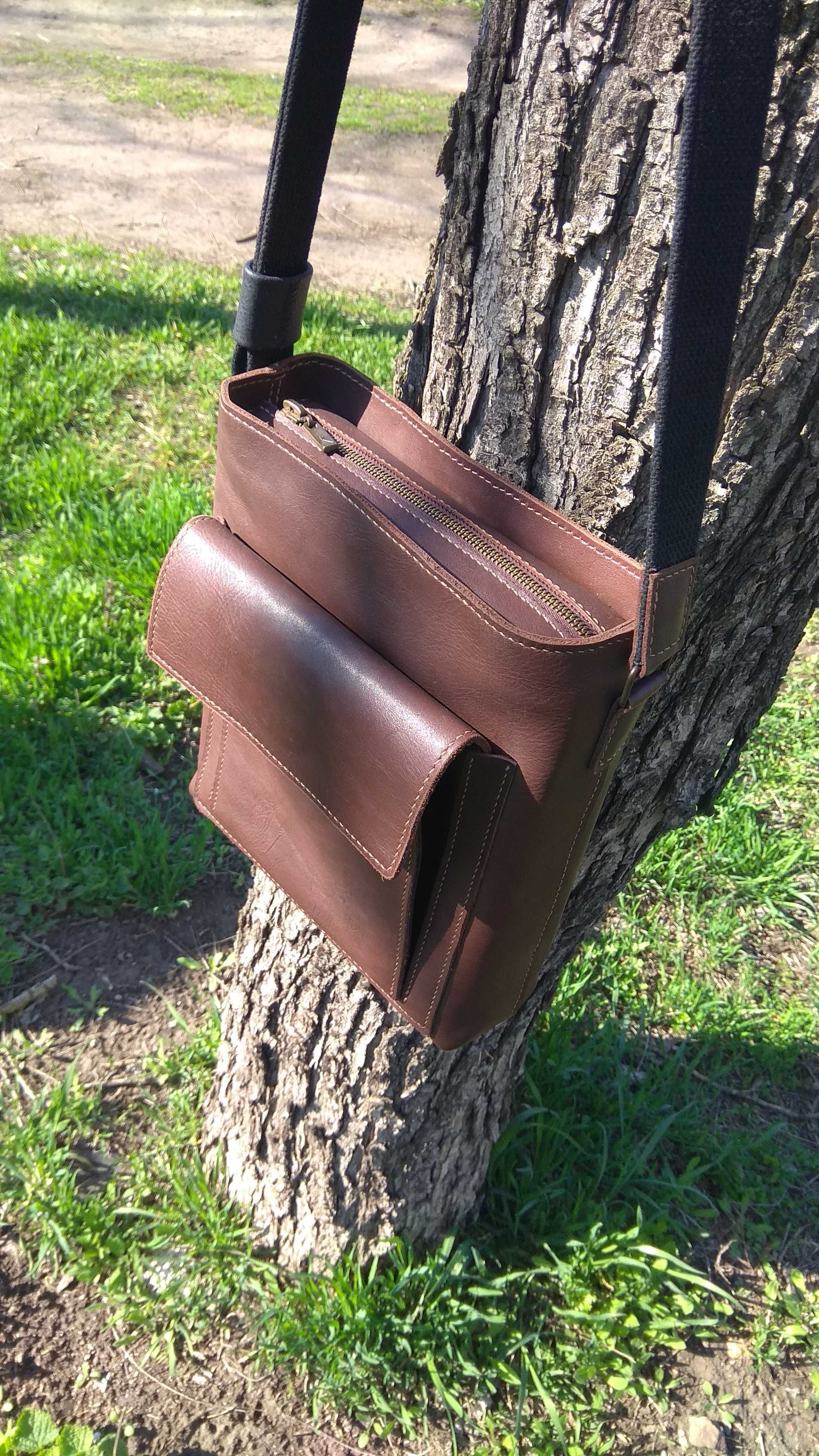 Кожаная мужская сумка планшет. Ручная работа. Handmade