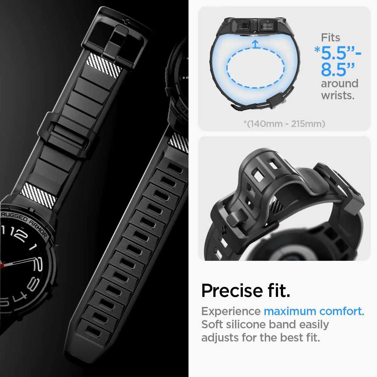 Чехол с ремешком Spigen Rugged Armor Pro Samsung Galaxy Watch 6 Black