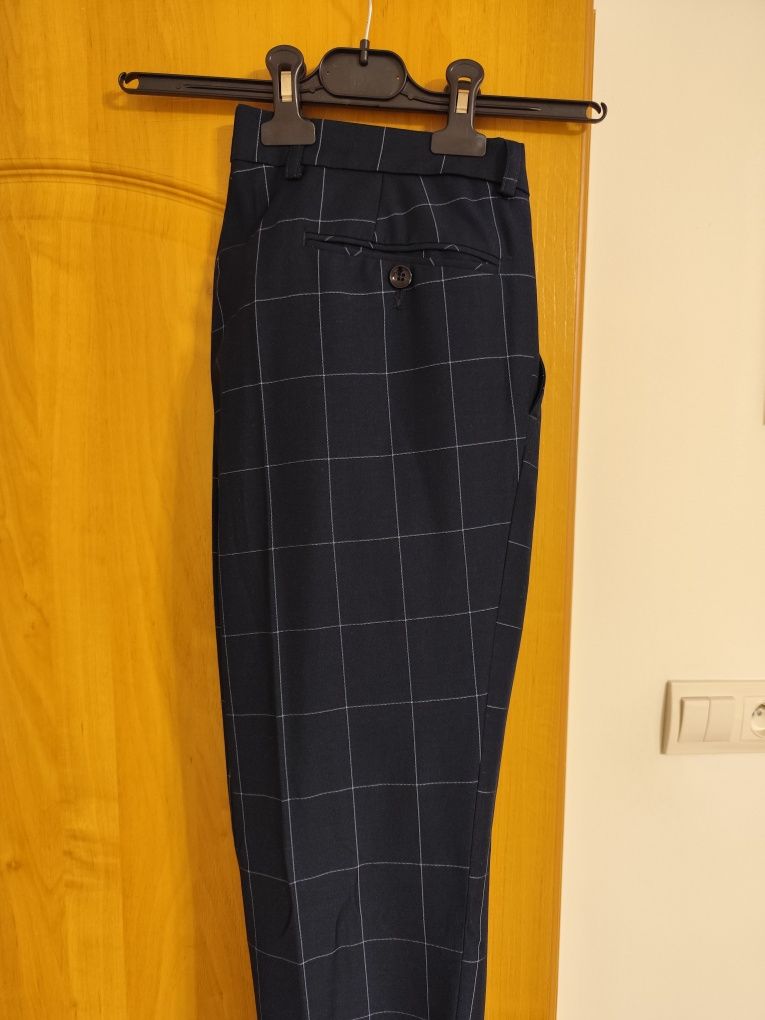 Spodnie garniturowe w kratę męskie 90/182