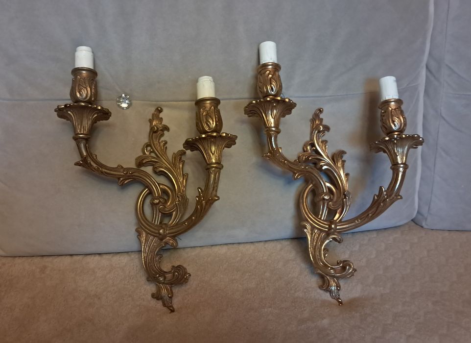 Kinkiety świeczniki 2 sztuki mosiądz antyk