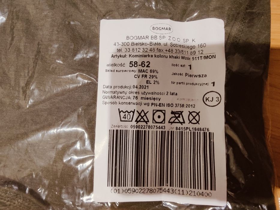 Kominiarka koloru khaki Wzór 511T/mon