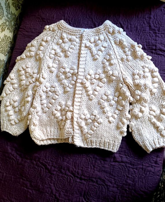 Кардиган в'язаний у сердечко, светр у полоску