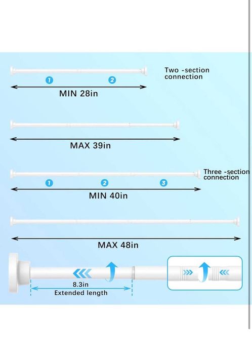 Штанги натяжні для вікон або ванної кімнати без сверління