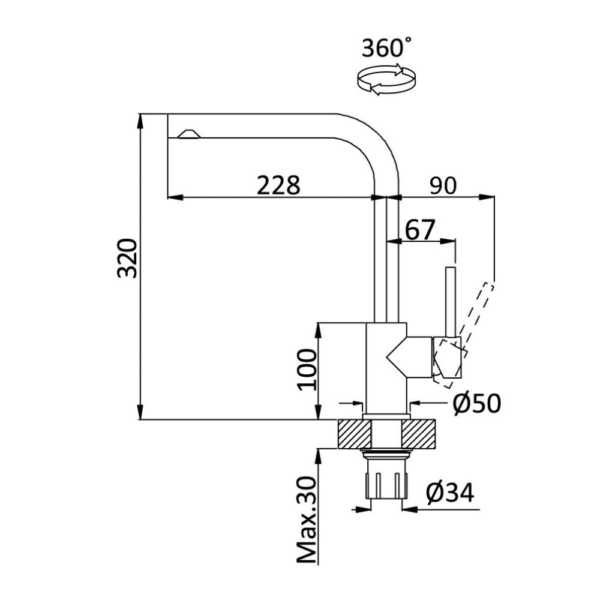 Torneira misturadora de cosinha Bruma