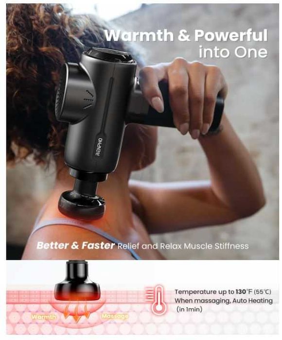 Pistolet do masażu z funkcją podgrzewania i Bluetooth RENPHO
