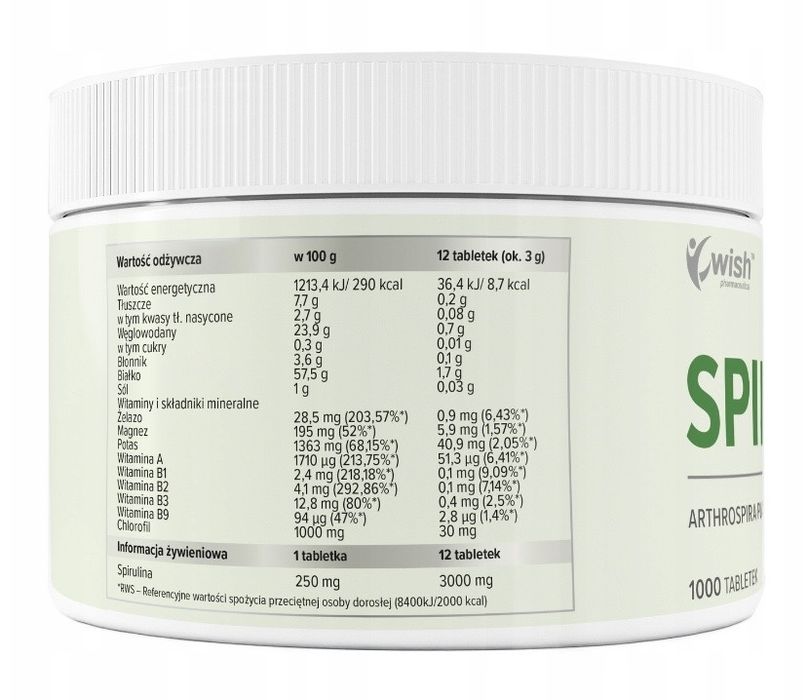 Spirulina 1000 250 mg Wish Спіруліна Хлорелла Спирулина