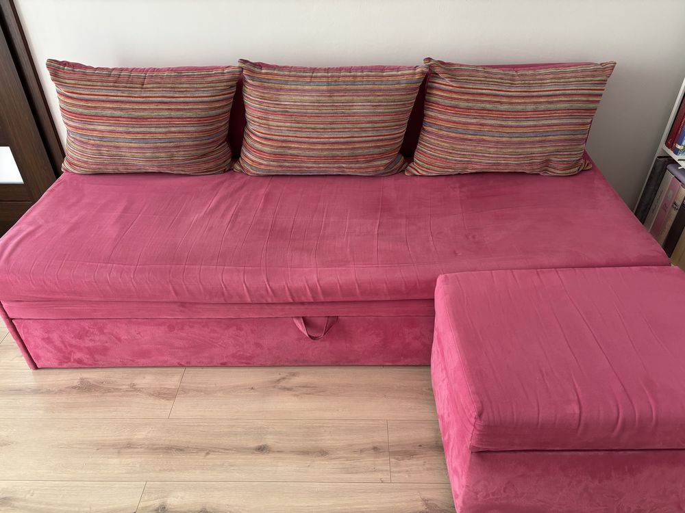 łóżko narożne kanapa sofa rozkładana z pufem