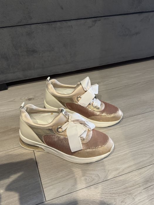 Adidasy Liu Jo 40 sneakersy wstazki zlote eleganckiep
