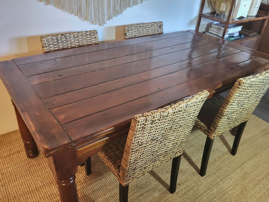 mesa e 4 cadeiras, refeições, secretaria, indiana, oriental, rustico