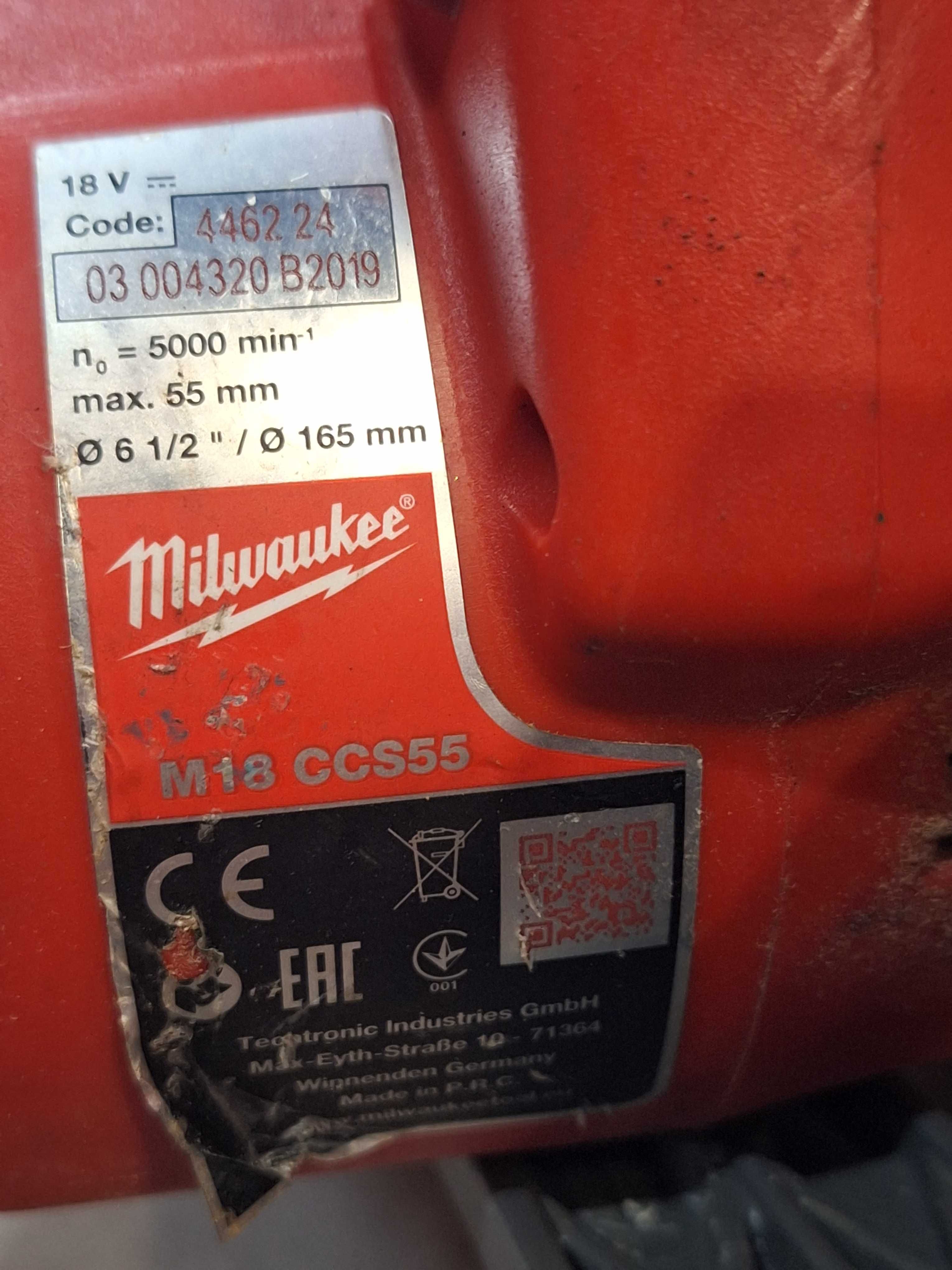 Pilarka Piła tarczowa Milwaukee M18 CCS55 ładowarka aku 5.0Ah torba