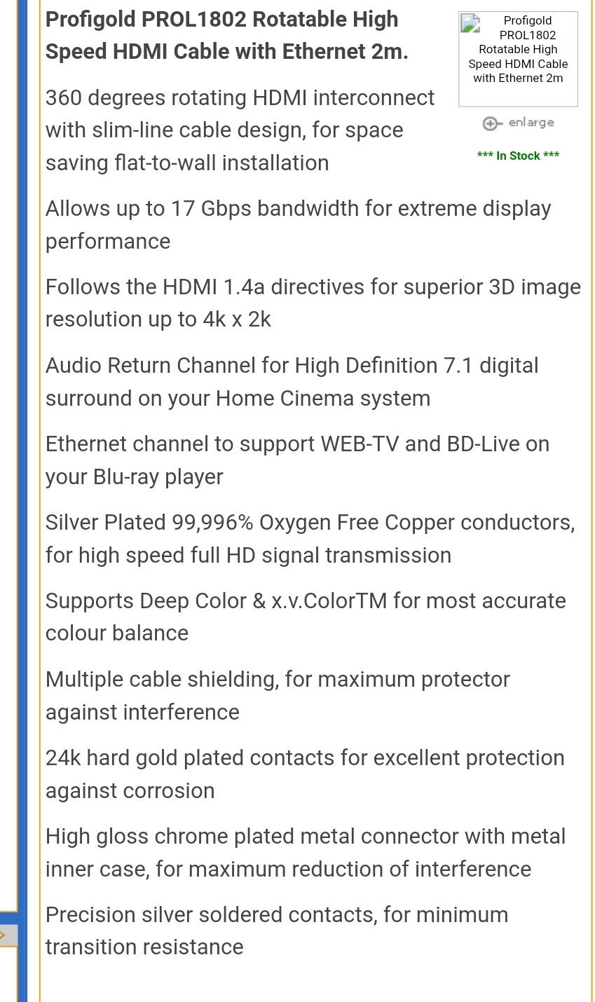 Cabo HDMI profidgold prol1802 novo