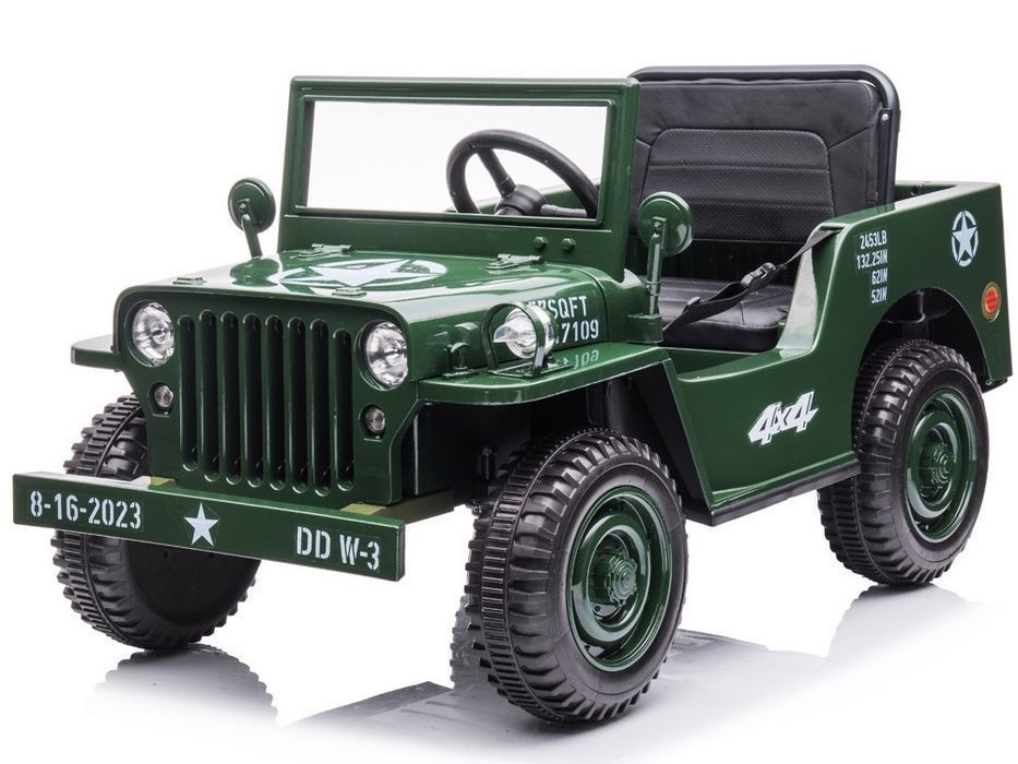 Wojskowe Auto Na Akumulator Willys + Pilot Pa0263