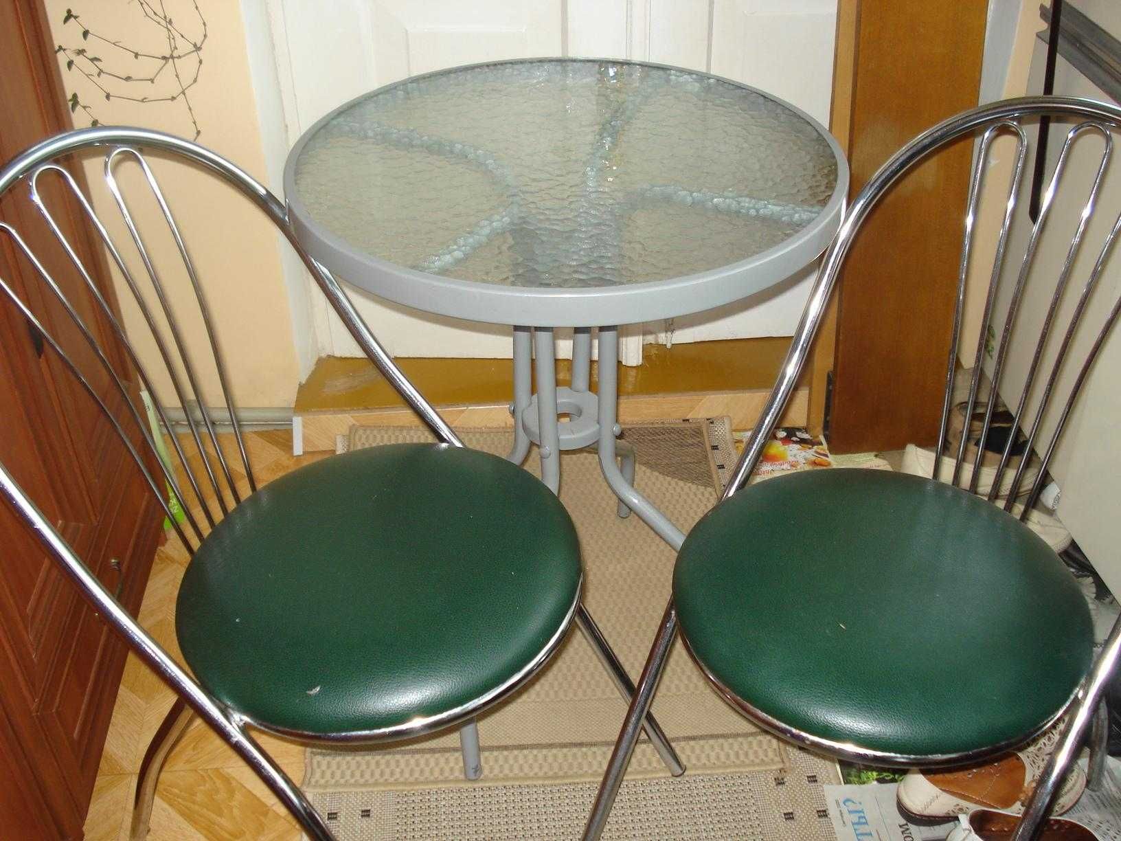Комплект  столик скло  та два стульчики