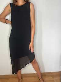 Czarna letnia plażowa zwiewna asymetryczna sukienka H&M rozmiar XS