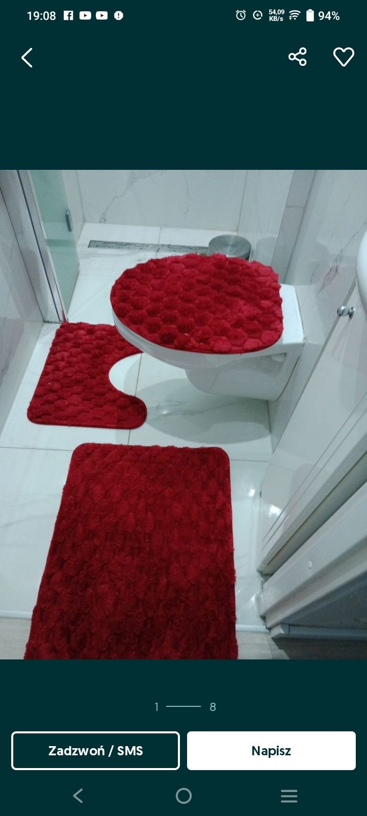 Komplet 3szt komplet dywaników łazienkowych antypoślizgowe