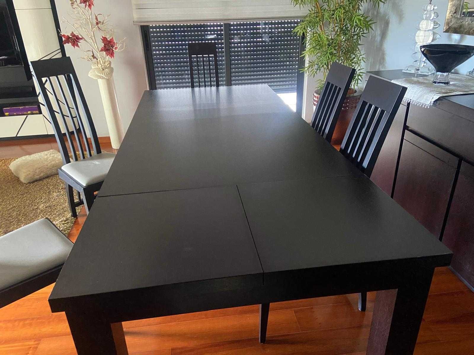 Conjunto de Mesa de Jantar Extensível com 6 Cadeiras