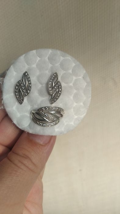 Набір срібло каблучка і сережки серебро кольцо и сережки 925 проба