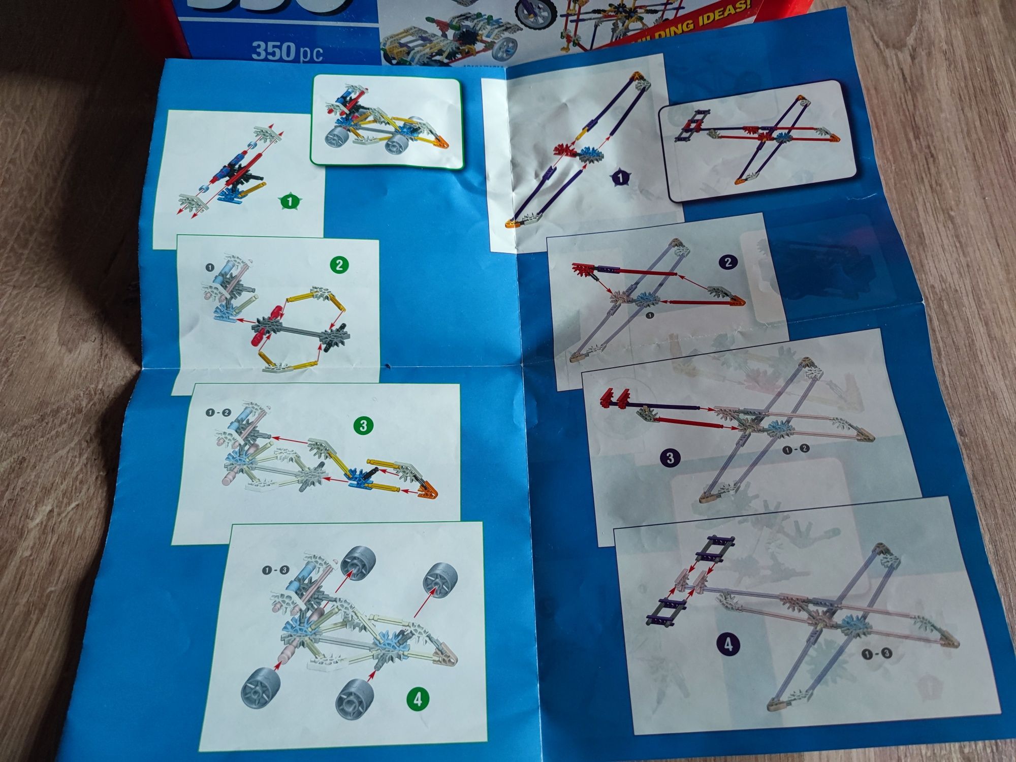 Knex 350 klocków 20 różnych budowli silnik