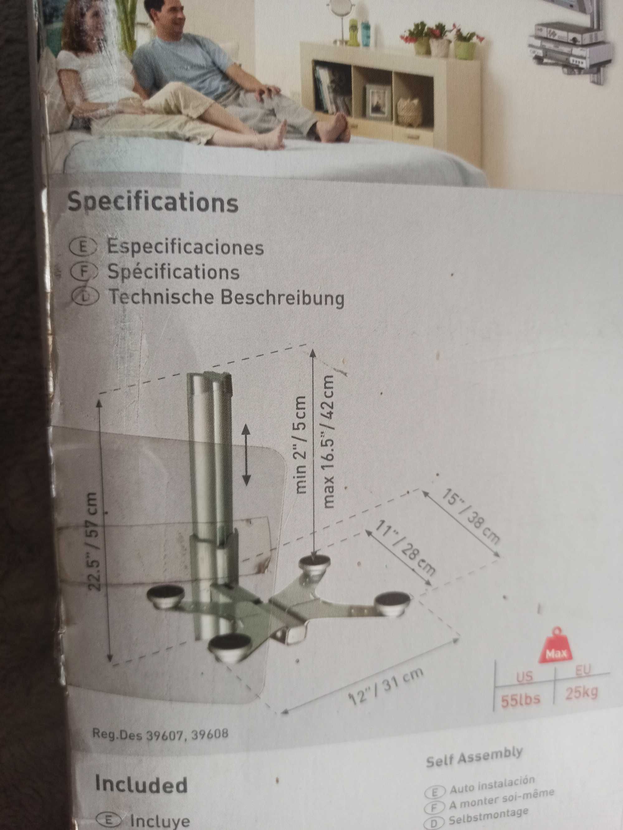 Uchwyt – półka na ścianę do sprzętu audio - video Barkan model 80