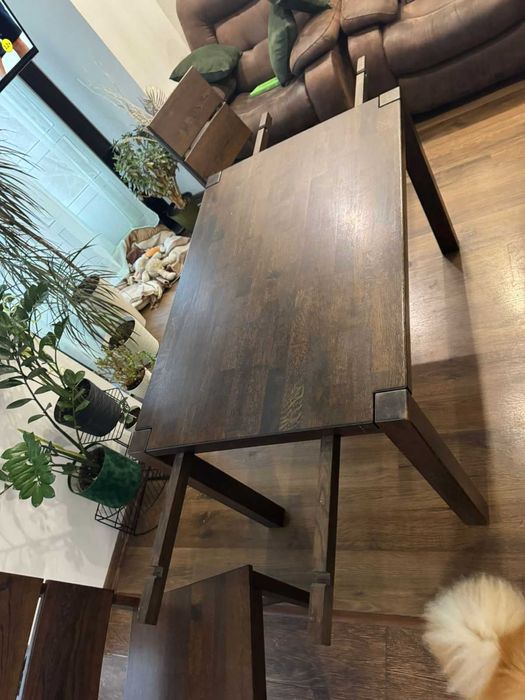 Дубовий стіл 120-200см розкладний + 2 дерев'яні стільці, ТОВ ЛОРІ