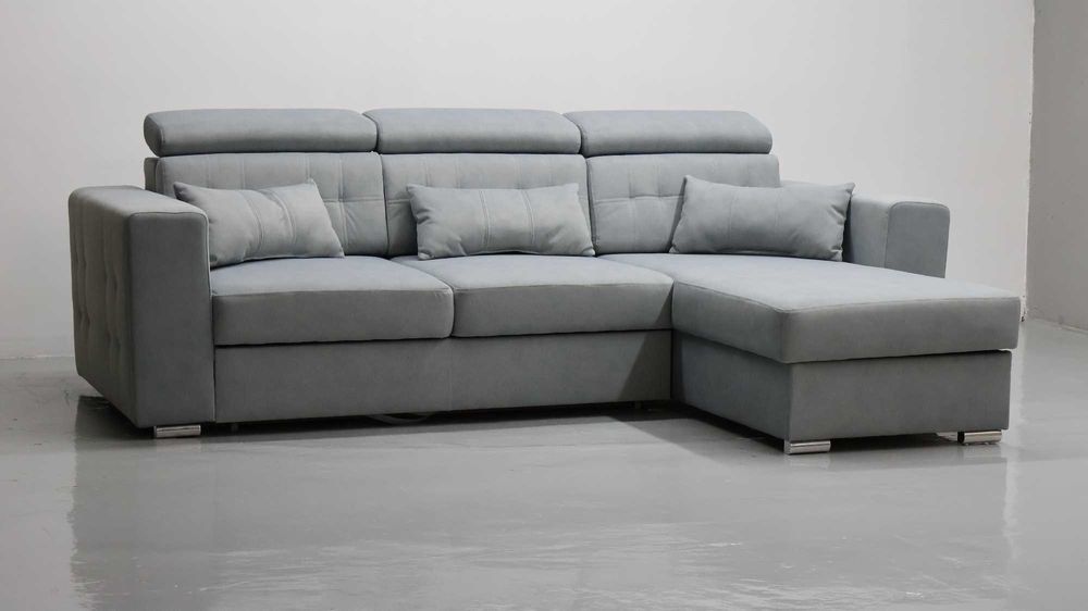 TMM NAROŻNIK funkcja spania pojemnik regulowane oparcie SOFA szara kol