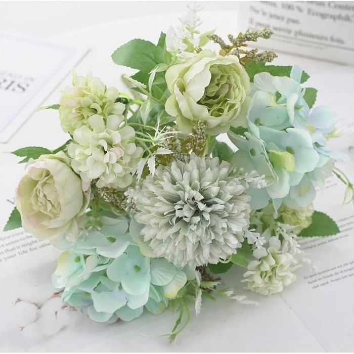 Chryzantema Róże Bukiet Sztucznych Kwiatów do Kompozycji Wazonu 32 cm