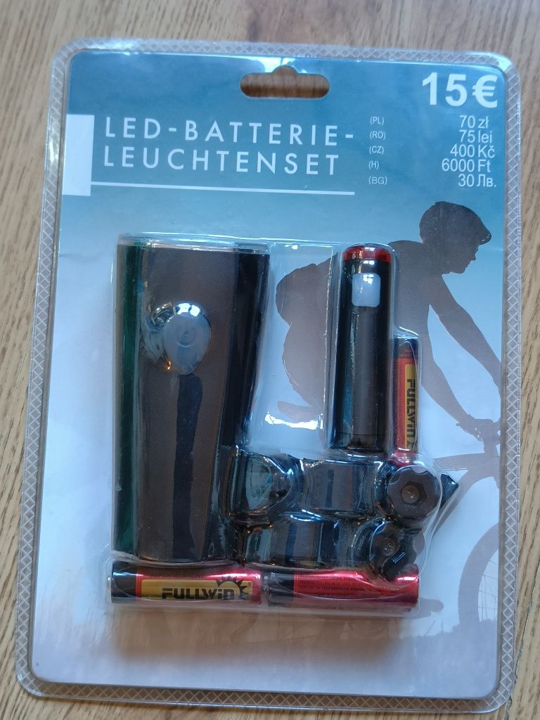 Zestaw Świateł Rowerowych LED Na Baterie Lampa Do Roweru Oświetlenie