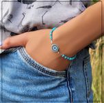 Turkusowa bransoletka EVIL EYE z magnezytu – Srebro 925
