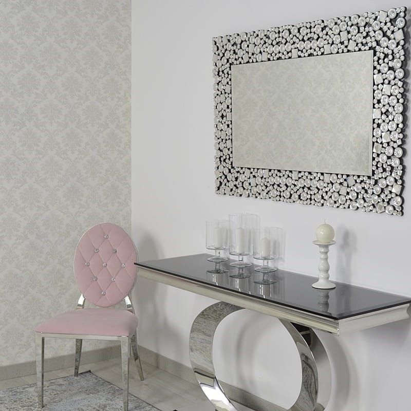 Srebrne lustro glamour prostokątne 60x90 cm M-0502-1