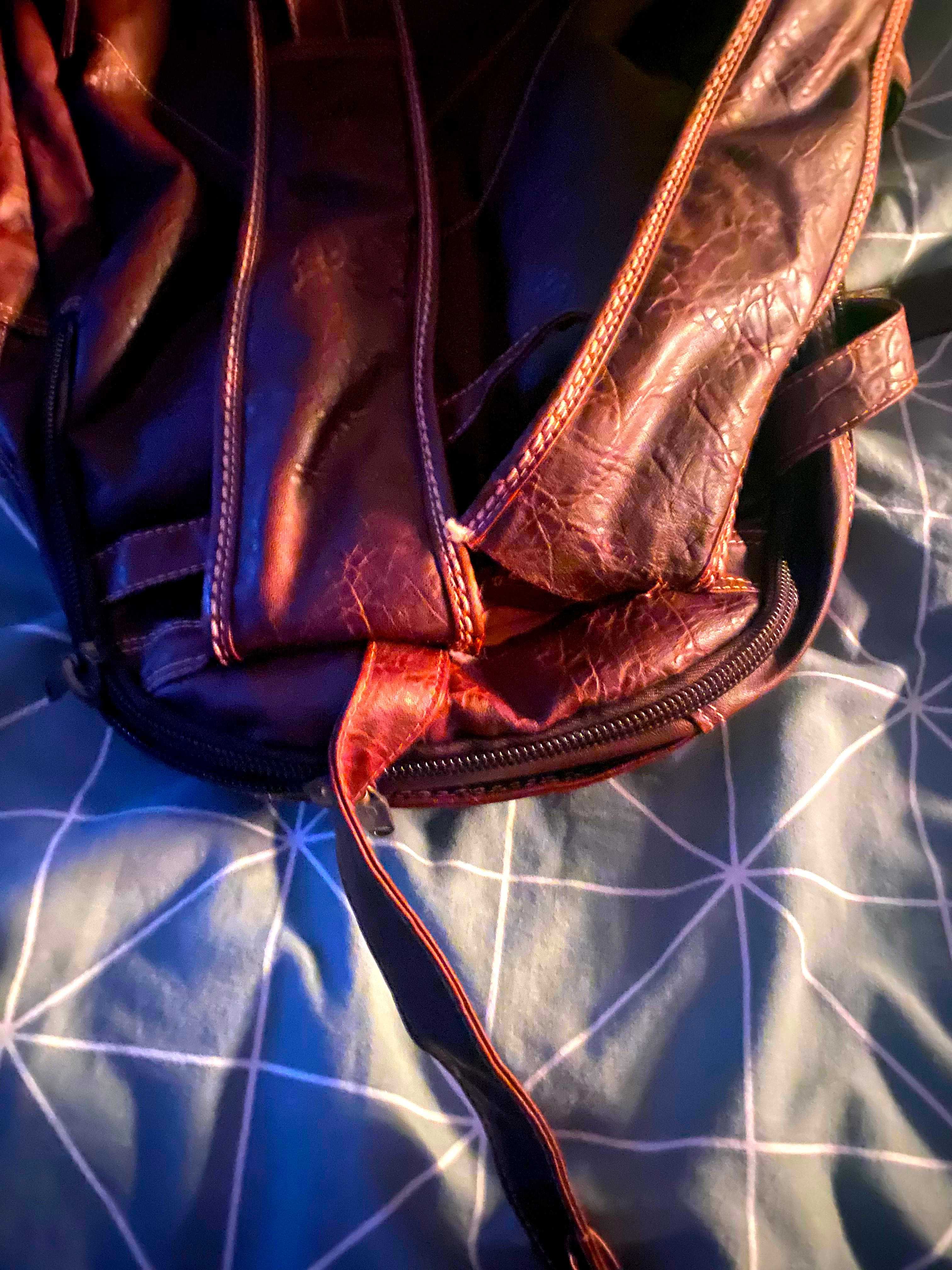 Vintage Plecak Skórzany z dużą ilością kieszeni