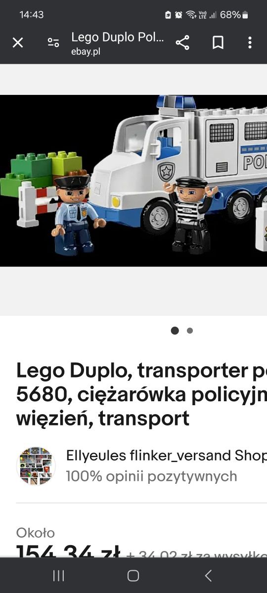 Lego duplo 5680 policyjna ciężarówka.