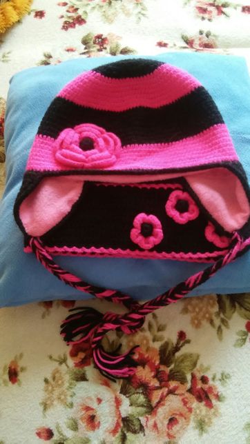 Шапка и шарф комплект теплый на девочку на обьем 50-54 см.