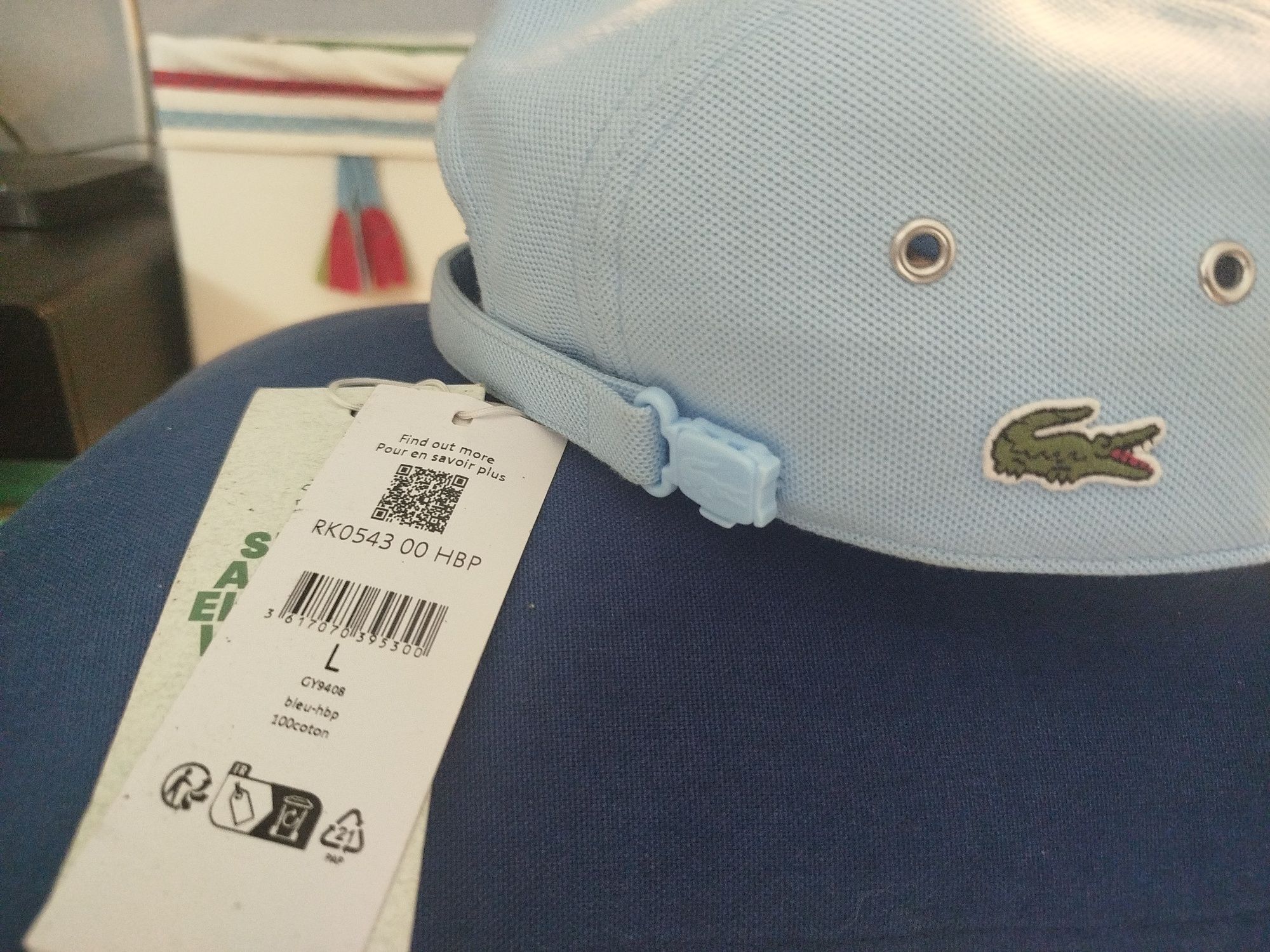 Boné Lacoste Piqué Jockey azul novo!