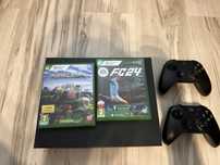 Xbox one x z dwoma padami plus kierownica hori
