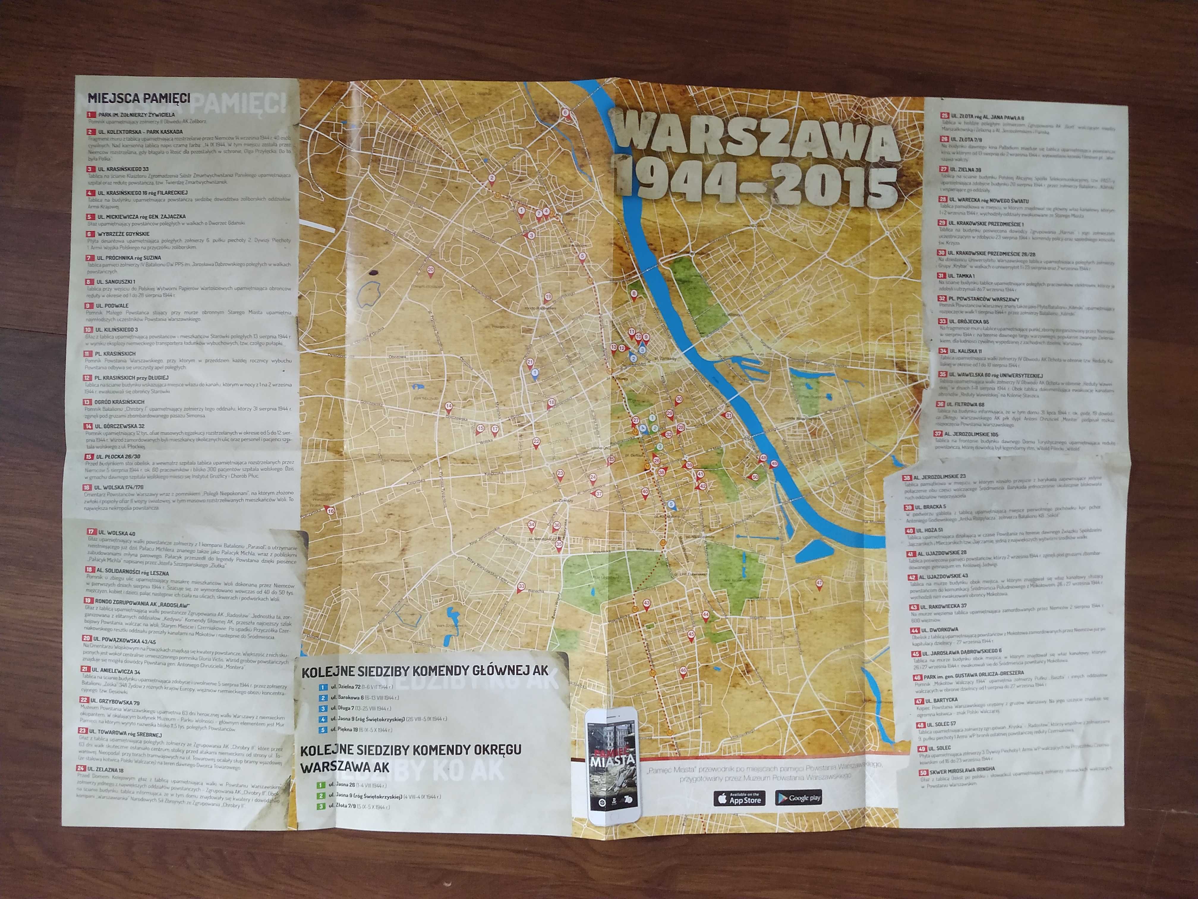 Mapa "Warszawa 1944 - 2015"