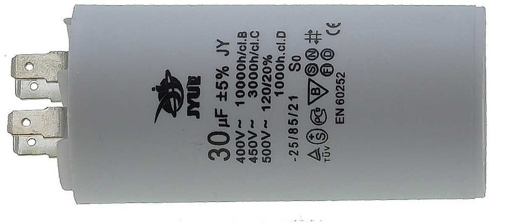 Конденсатор JYUL CBB-60H 30мкф - 450 VAC клеммы (45*94 mm), кон132