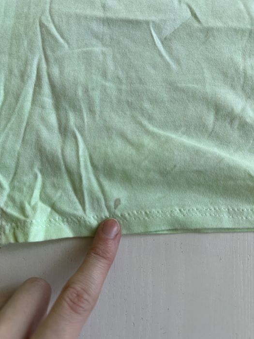 T-shirt bluzka z nadrukiem S/36 miętowa przezroczyste ramiona #1822