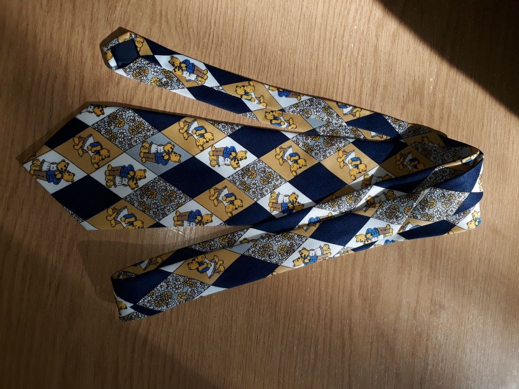 Галстук краватка синий с медведями Винни пух  шуточный корпоративный